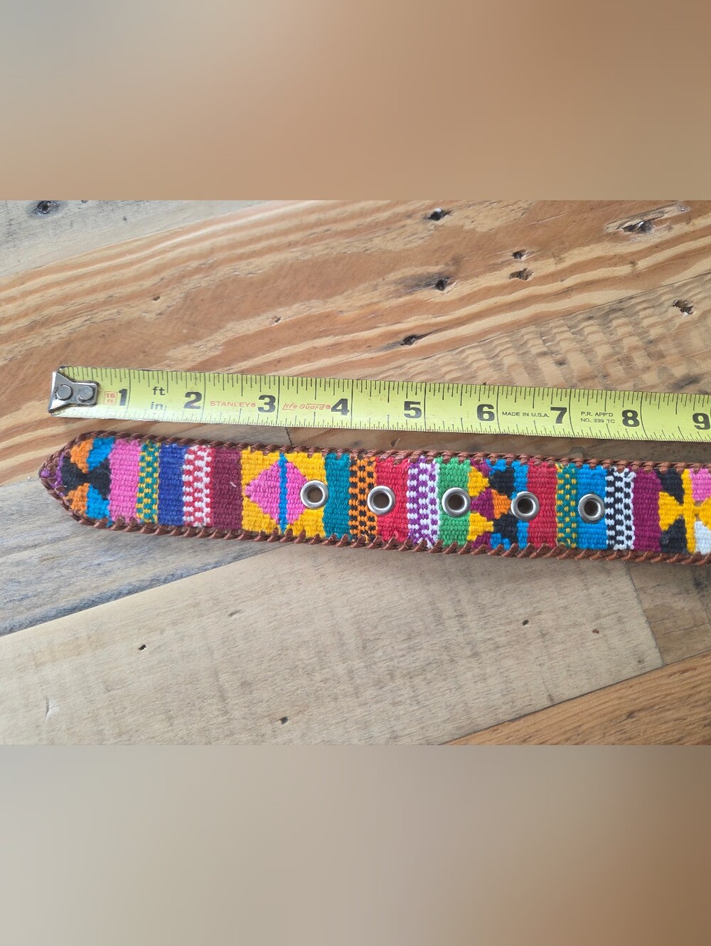 Traditional Guatemalan Vibrant Woven Embroidered Colorful Belt Size 32 - Picture 7 of 10